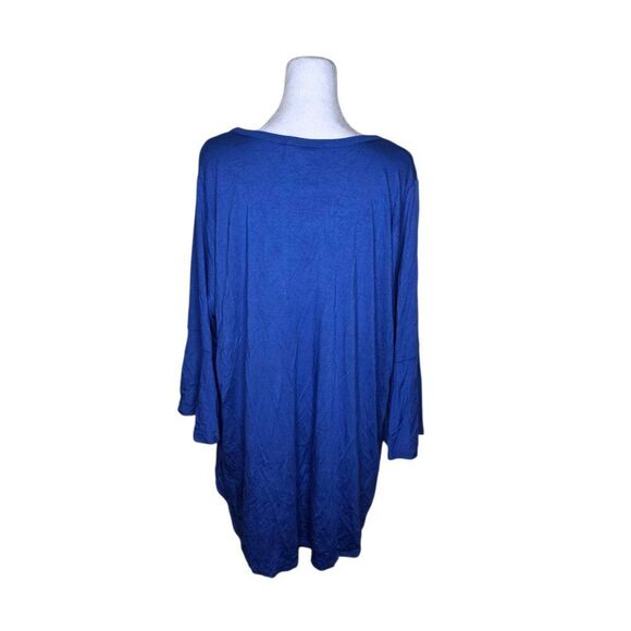 Karen Kane Long Bell Sleeve Oversized Flowy Top Womens Plus Size 2XL Blue - Picture 5 of 7